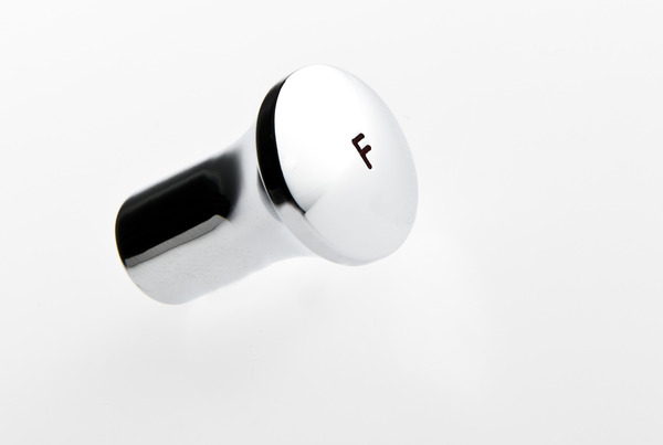 Chromed Control Knob - Round with Letter 'F'