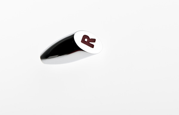 Chromed toggle knob with letter 'R'